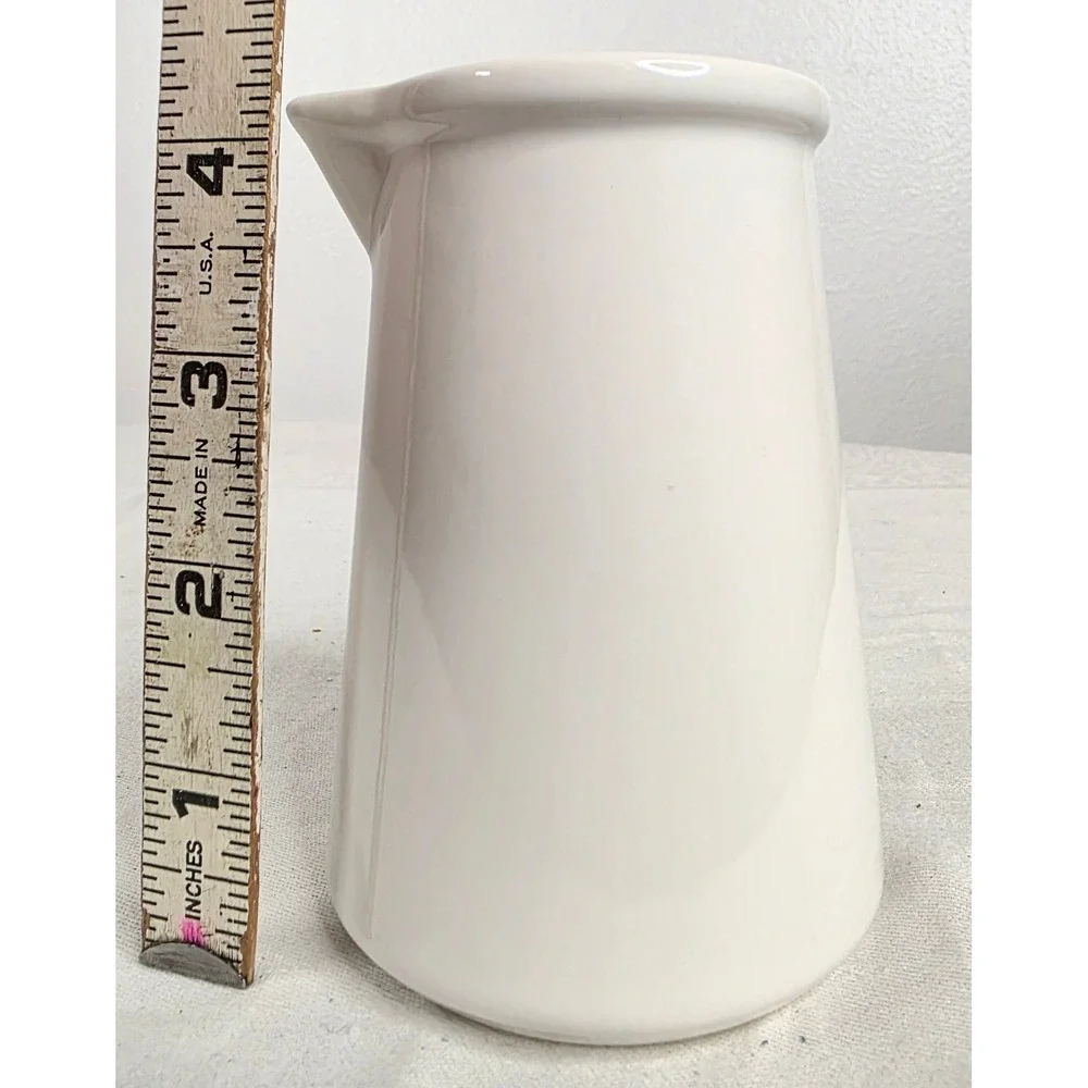 White Ceramic Handleless Pitcher Small Creamer Syrup Pourer Minimalist Stoneware